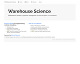 Warehouse Science