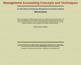 Management Accounting Concepts and Techniques