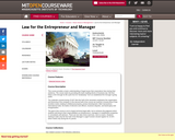 Law for the Entrepreneur and Manager, Spring 2003