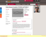 Finite Element Analysis of Solids and Fluids II, Spring 2011