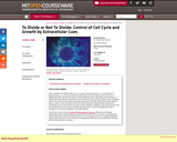 To Divide or Not To Divide: Control of Cell Cycle and Growth by Extracellular Cues, Fall 2012