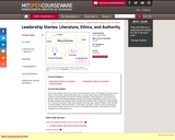 Leadership Stories: Literature, Ethics, and Authority, Fall 2015