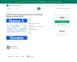 Name 5 Oceans Geography Classroom Activity Map Worksheet 1st-4th Grade