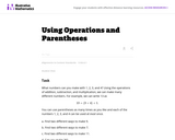 Illustrative Mathematics... Using Operation and Parentheses