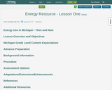 Energy Resource - Lesson 1 : Energy Use in Michigan - Then and Now