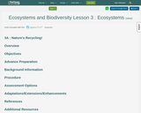 Ecosystems and Biodiversity Lesson 3 : Ecosystems