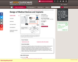 Design of Medical Devices and Implants, Spring 2006