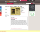 History of Western Thought, 500-1300, Fall 2004