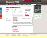 Advanced Organic Chemistry, Spring 2007