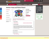 Seminar: Fusion and Plasma Physics, Spring 2006