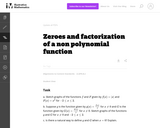 Zeroes and factorization of a non polynomial function