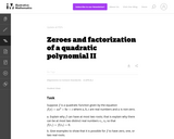 Zeroes and factorization of a quadratic polynomial II