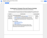 Kindergarten: Emergent Text and Fluency Activities