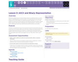 CS Discoveries 2019-2020: Data and Society Lesson 5.3: ASCII and Binary Representation