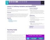 CS In Algebra 1.5: Defining Variables and Substitution