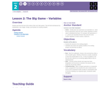 CS In Algebra 2.2: The Big Game - Variables
