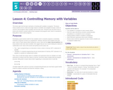 CS Principles 2019-2020 5.4: Controlling Memory with Variables