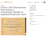 Lesson 2: The First American Party System: A Documentary Timeline of Important Events (1787-1800)