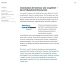 Introduction to Memory and Cognition
