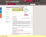 Language and its Structure II: Syntax, Fall 2003