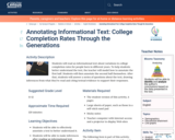 Annotating Informational Text: College Completion Rates Through the Generations