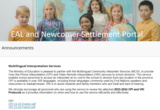 EAL and Newcomer Settlement Portal (Ministère de l'Éducation de la Saskatchewan)