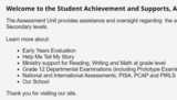 Student Achievement and Supports, Assessment Unit Homepage