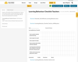 Learning Behaviour Checklist Teachers