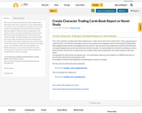 Create Character Trading Cards Book Report or Novel Study