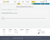 Choice Boards for ELA