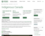 Massive Open Online Courses: Indigenous Canada from the University of Alberta