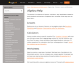 Algebra Help - Calculators, Lessons, and Worksheets