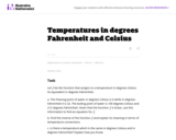 Temperatures in Degrees Fahrenheit and Celsius