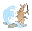 Cottontail Tames Wood, Water, and Rock