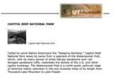 Utah History Encyclopedia. Capitol Reef National Park.
