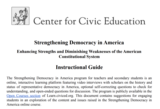 Strengthening Democracy in America: Enhancing Strengths and Diminishing Weaknesses of the American Constitutional System Instructional Guide