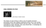 Utah History Encyclopedia. Coal mining in Utah.