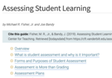Assessing Student Learning (Vanderbilt U)