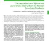 The Importance of Phonemic Awareness Instruction for African American Students