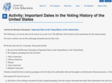 Activity: Important Dates in the Voting History of the United States