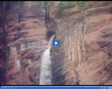 Geography of Utah. Utah Landforms Part 2. Temporary waterfall in Temple of Sinawava.