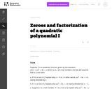 Zeroes and factorization of a quadratic polynomial I