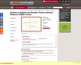 Seminar in Algebra and Number Theory: Rational Points on Elliptic Curves, Fall 2004