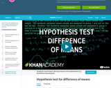 Statistics: Hypothesis Test for Difference of Means