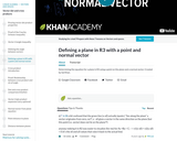 Linear Algebra: Defining a Plane in R3 with a Point and Normal Vector