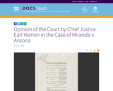 Opinion of the Court by Chief Justice Earl Warren in the Case of Miranda v. Arizona