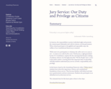 Jury Service: Our Duty and Privilege as Citizens