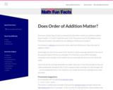 Mudd Math Fun Facts: Does Order of Addition Matter?