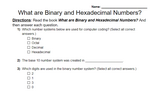 What are Binary and Hexadecimal Numbers? Book Quiz/Assignment