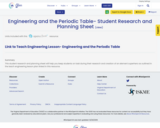 Engineering and the Periodic Table- Student Research and Planning Sheet